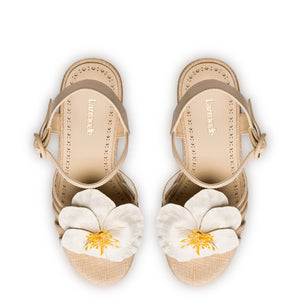 Magnolia Wedge In Ivory Leather