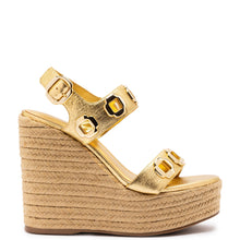 Load image into Gallery viewer, Milan Espadrille In Gold Metallic Leather