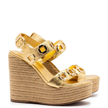 Load image into Gallery viewer, Milan Espadrille In Gold Metallic Leather