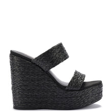 Load image into Gallery viewer, Pamela Wedge In Black Raffia