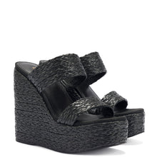 Load image into Gallery viewer, Pamela Wedge In Black Raffia