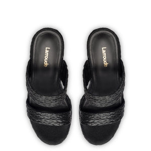 Pamela Wedge In Black Raffia