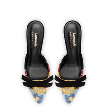 Load image into Gallery viewer, Larroudé x Markarian Mule In Black Wool and Floral Embroidery