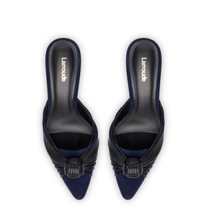 Mini Valerie Pump In Navy Suede and Black Leather