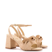 Load image into Gallery viewer, Selena Ruffle Sandal In Beige Raffia