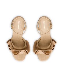 Load image into Gallery viewer, Selena Ruffle Sandal In Beige Raffia