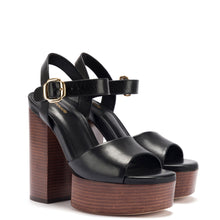 Load image into Gallery viewer, Vanessa Platform Sandal In Black Leather