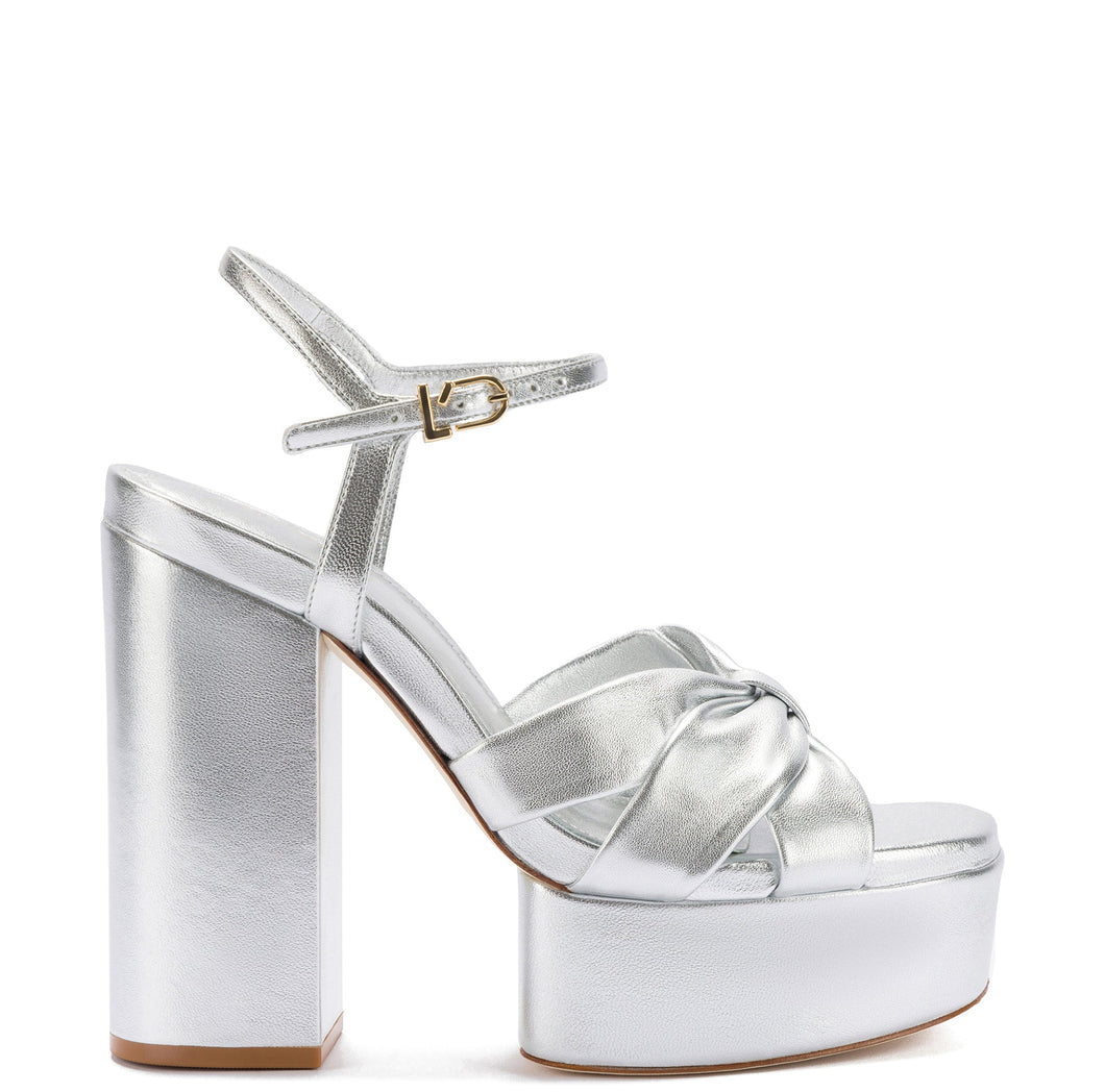 Vivienne Platform Sandal In Silver Metallic Leather