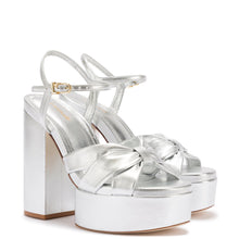 Load image into Gallery viewer, Vivienne Platform Sandal In Silver Metallic Leather