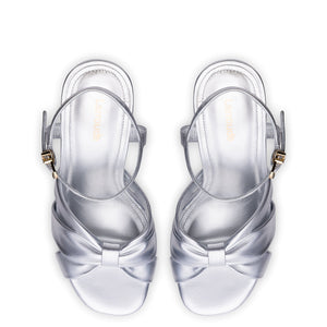 Vivienne Platform Sandal In Silver Metallic Leather