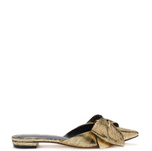 Load image into Gallery viewer, Elle Flat Mule In Gold Cracked Metallic Leather