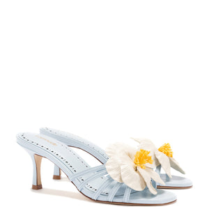 Magnolia Mule In Cerulean Blue Leather