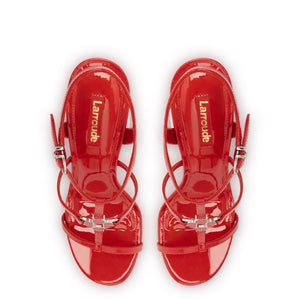 Hana Sandal In Scarlet Patent Leather