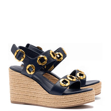 Load image into Gallery viewer, Milan Espadrille In Navy Leather