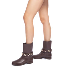 Load image into Gallery viewer, Milan Flat Bootie In Brown Water Resistant Leather