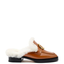 Load image into Gallery viewer, Bobbie Mule In Caramel Leather and Natural Shearling