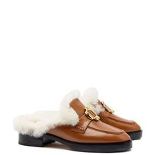 Load image into Gallery viewer, Bobbie Mule In Caramel Leather and Natural Shearling