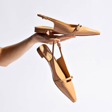 Load image into Gallery viewer, Ines Flat In Tan Patent Leather