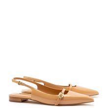 Load image into Gallery viewer, Ines Flat In Tan Patent Leather