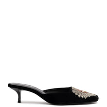 Load image into Gallery viewer, Larroudé x Markarian Mule In Black Velvet and Heart Embroidery