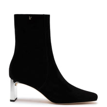 Load image into Gallery viewer, Alexis Bootie In Black Suede and Silver Heel