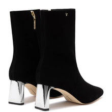 Load image into Gallery viewer, Alexis Bootie In Black Suede and Silver Heel