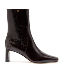 Load image into Gallery viewer, Alexis Bootie In Dark Croco Embroided Leather