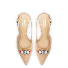 Load image into Gallery viewer, Larroudé x Libertine Eye Pump Lo In Beige Raffia