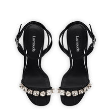 Load image into Gallery viewer, Calypso Sandal In Black Fabric and Crystals