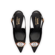 Load image into Gallery viewer, Larroudé x Libertine Eye Pump Hi In Black Fabric