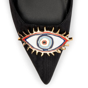 Larroudé x Libertine Eye Pump Hi In Black Fabric