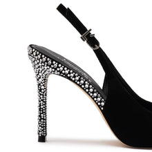 Load image into Gallery viewer, Larroudé x Libertine Lips Pump Hi In Black Suede and Crystals