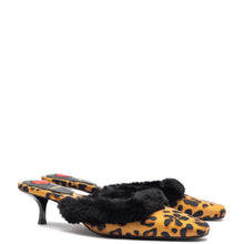 Load image into Gallery viewer, Amal Faux Fur Mule In Leopard Jacquard