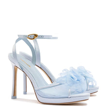 Load image into Gallery viewer, Salma Platform Sandal In Cerulean Blue Satin