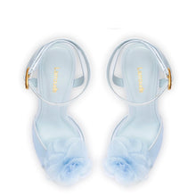 Load image into Gallery viewer, Salma Platform Sandal In Cerulean Blue Satin