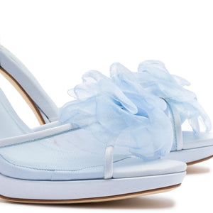 Salma Platform Sandal In Cerulean Blue Satin