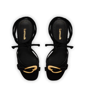 Verona Strappy Sandal In Black Suede