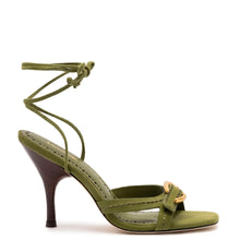 Load image into Gallery viewer, Verona Strappy Sandal In Seaweed Suede