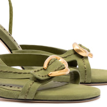 Load image into Gallery viewer, Verona Strappy Sandal In Seaweed Suede