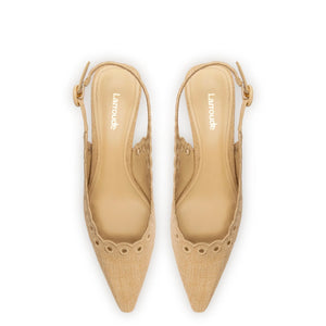 Florence Broderie Pump In Beige Raffia