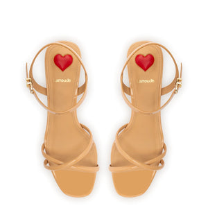 Charlotte Sandal In Tan Patent Leather