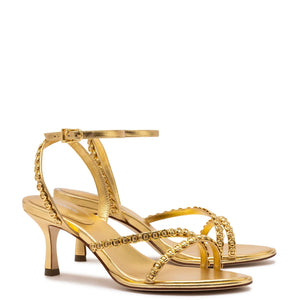 Milanina Mini Sandal In Gold Metallic Leather