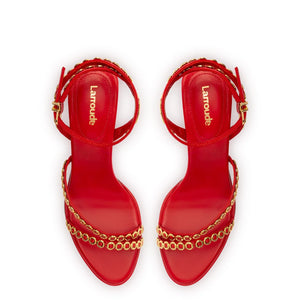 Milanina Mini Sandal In Scarlet Leather