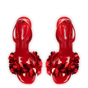 Morgan Sandal In Scarlet Patent Leather