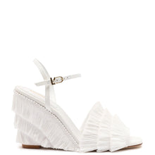 Load image into Gallery viewer, Yves Fringe Wedge In White Raffia