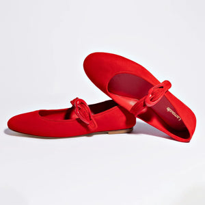 Verona Ballet Flat In Scarlet Suede