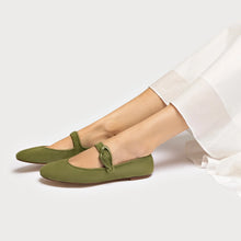 Load image into Gallery viewer, Verona Ballet Flat In Seaweed Suede