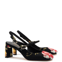 Load image into Gallery viewer, Larroudé x Markarian Pump In Black Wool and Floral Embroidery