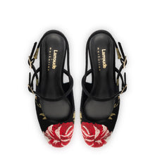 Load image into Gallery viewer, Larroudé x Markarian Pump In Black Wool and Floral Embroidery