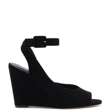 Load image into Gallery viewer, Deena By Larroudé Wedge Sandal In Black Suede